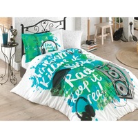 Lenjerie pentru pat-Live music verde bumbac 100%