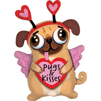 Balon Folie Figurina Pugs & Kisses - 91 cm, Qualatex 78533 Balon Folie Figurina Pugs & Kisses - 91 cm, Qualatex 78533