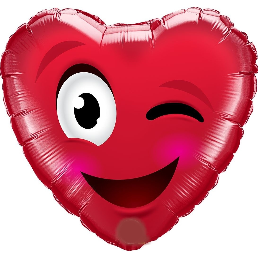 Balon Folie 45 cm Inima - Smiley Wink, Qualatex 78549
