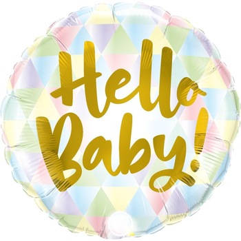 Balon Folie 45 cm Hello Baby!, Qualatex 88007 Balon Folie 45 cm Hello Baby!, Qualatex 88007