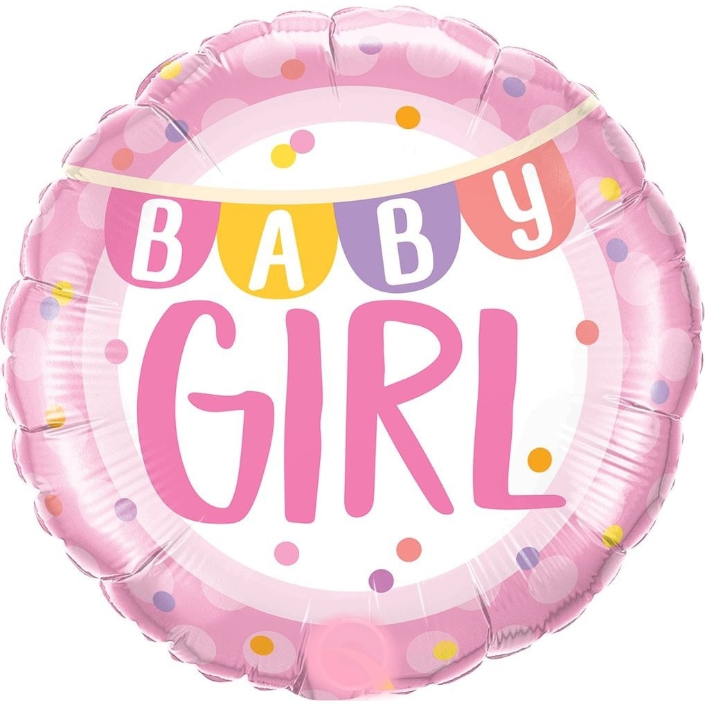 Balon Folie 45 cm Baby Girl Banner & Dots, Qualatex 85851