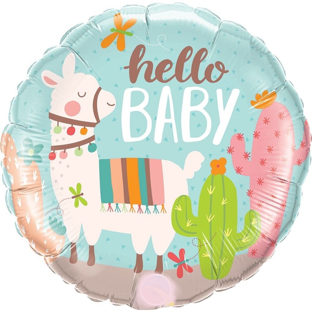 Balon Folie 45 cm Hello Baby Llama, Qualatex 78689