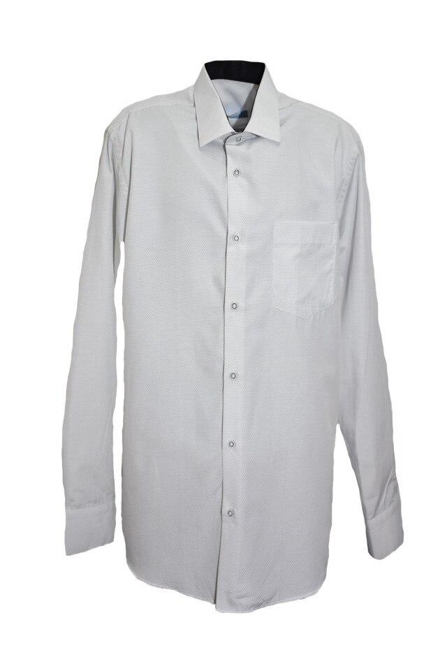 Camasa cu design de buline, croiala clasica, D&J Exclusive, Alb