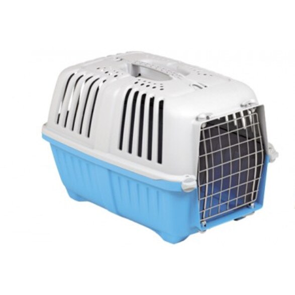 Cusca de transport pentru caini Nobby, Pratiko, Albastru/Alb