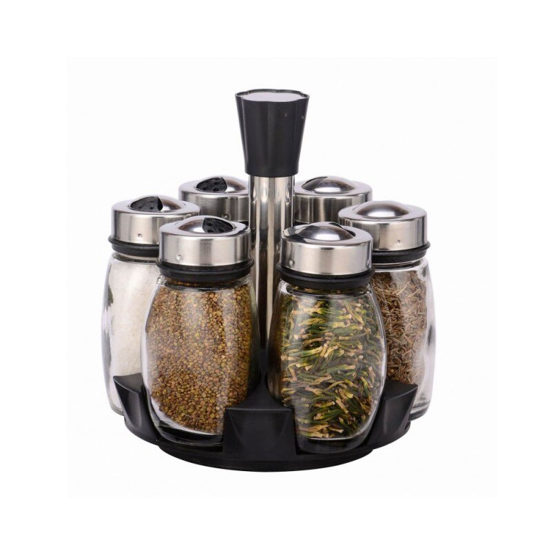 Set 6 recipiente condimente cu stativ rotativ, Grunberg GR-387