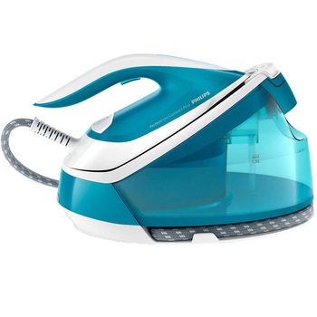 Statie de calcat Philips PerfectCare Compact Plus GC7920/20, 2400 W, OptimalTemp, abur 120 g/min, Smart Calc Clean, talpa SteamGlide, 1.5 L, Albastru Statie de calcat Philips PerfectCare Compact Plus GC7920/20, 2400 W, OptimalTemp, abur 120 g/min, Smart Calc Clean, talpa SteamGlide, 1.5 L, Albastru