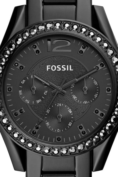 Fossil, Kristályokkal díszített multifunkciós karóra, Fekete