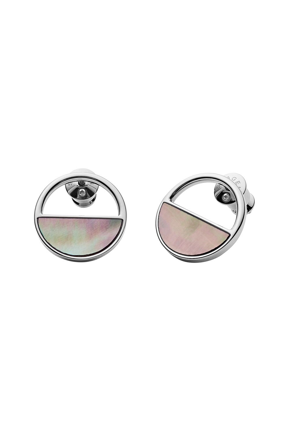 Skagen, Cercei din otel inoxidabil cu insertie mother of pearl, Argintiu