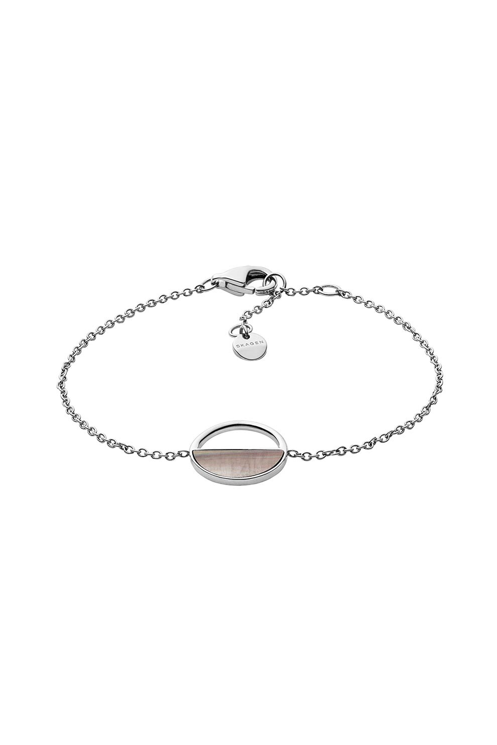 Skagen, Bratara de otel inoxidabil cu insertie mother of pearl, Argintiu
