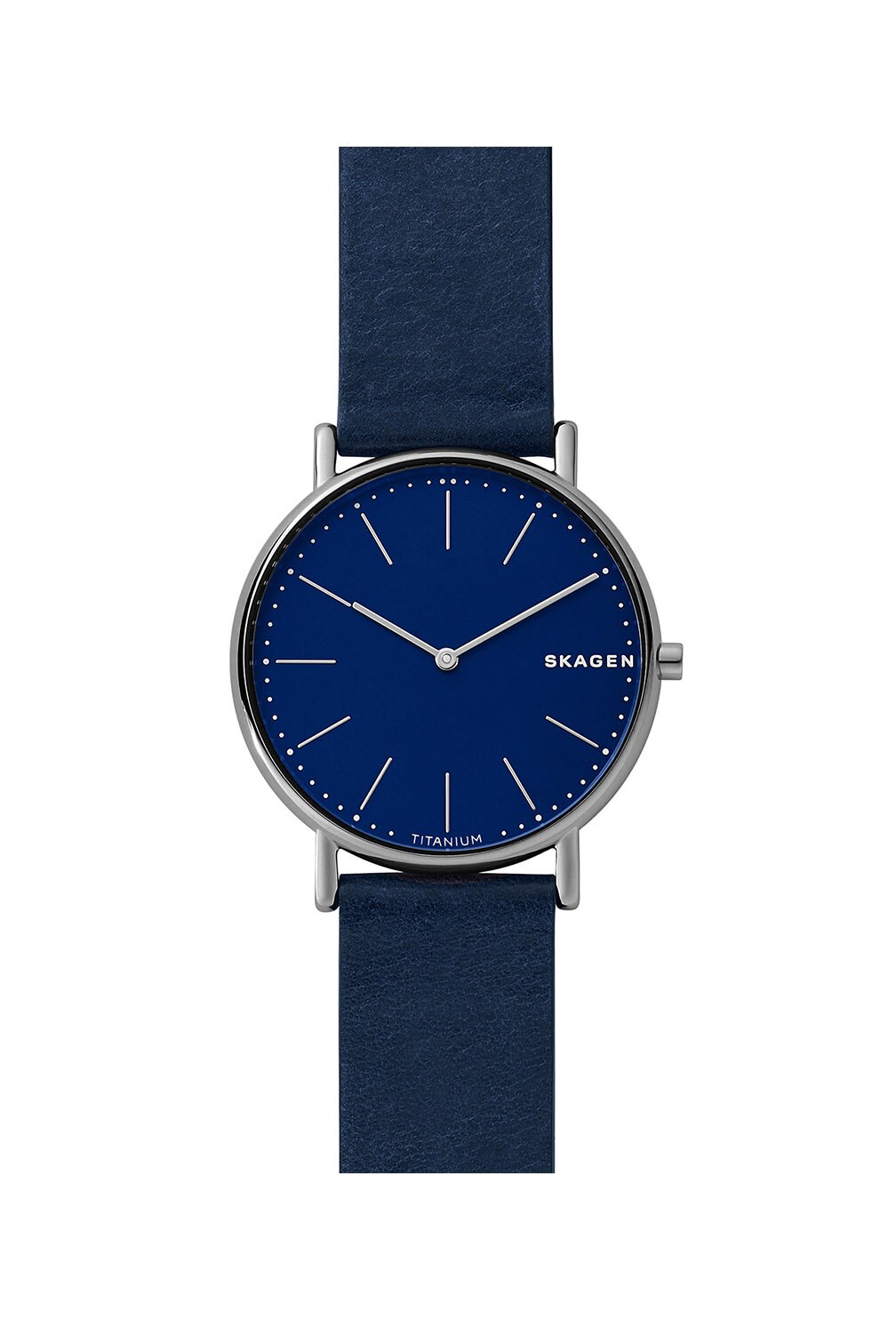 Skagen, Ceas analog cu o curea de piele, Bleumarin