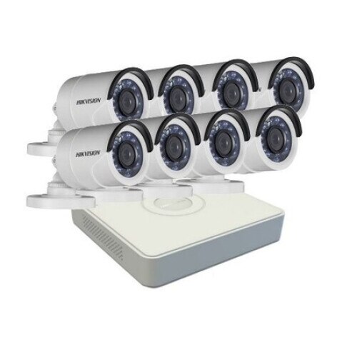Kit Supraveghere Video HIKVISION Turbo HD, DS-7108HGHI-F1 + 8 Camere 2MP DS-2CE16D0T-IRPF + cabluri
