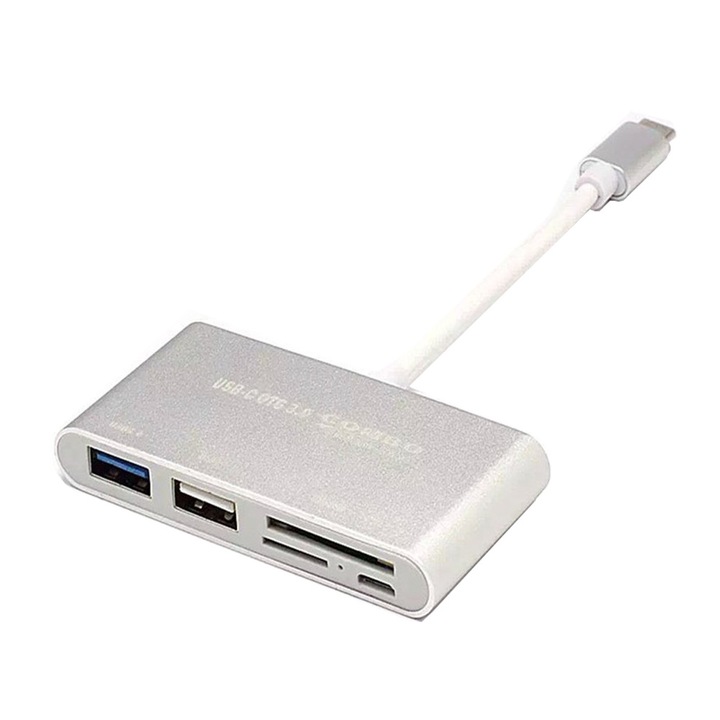 Hub HOPE R®, 5 in 1 USB 3.1 Type-C la USB 3.0, 1 x USB 2.0, 1 x micro USB, 1 x SD card, 1 x TF