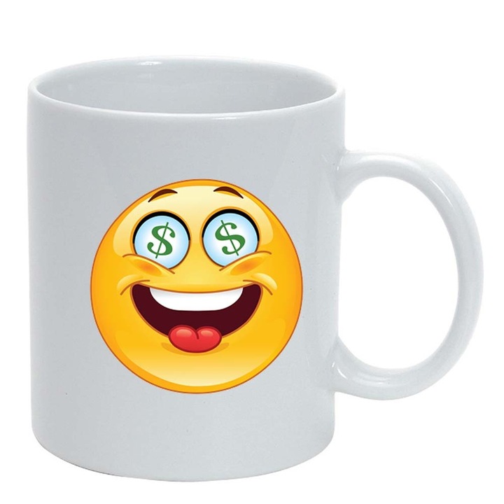 Cana "Emoticon", alb, 330ml, D535