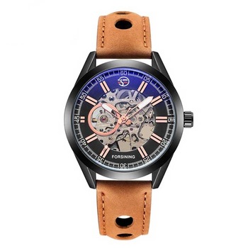 Ceas Unisex Automatic Forsining Casual Elegant Orange, CP9247OE, curea din piele, afisaj analog Ceas Unisex Automatic Forsining Casual Elegant Orange, CP9247OE, curea din piele, afisaj analog