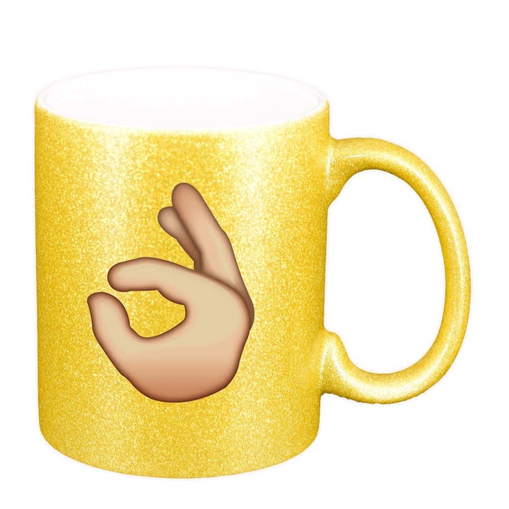 Cana "Emoticon", auriu sidefata glitter, 330ml, D594