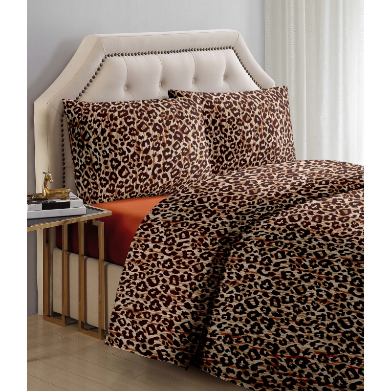 Lenjerie de pat Leo PumpkinX Dormisete bumbac 100%, pentru pat 2 persoane, 4 piese, 200x220 / 50x70, cearceaf pat uni Caramiziu