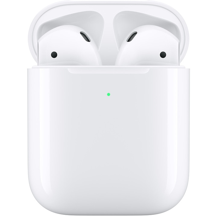 Слушалки Apple AirPods 2, Кутия с безжично зареждане, White