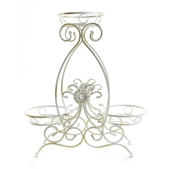 Suport de flori, decorativ, din metal, 10-1338, alb patinat Suport de flori, decorativ, din metal, 10-1338, alb patinat