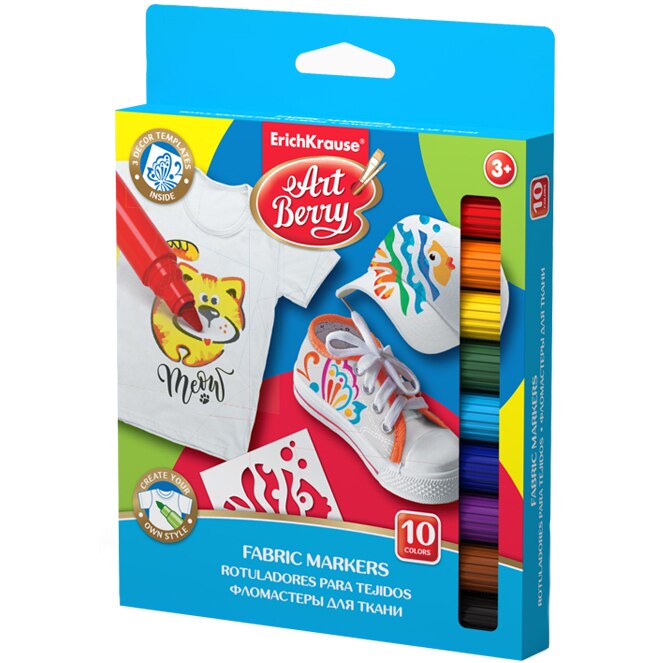 Set 10 Marker Tesaturi ErichKrause si 3 carduri sablon Artberry