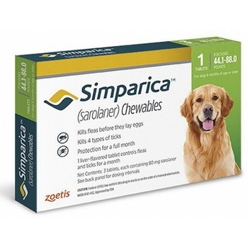 Deparazitare externa, 1 comprimat masticabil ,Simparica 80 mg, pentru caini >20-40 kg Deparazitare externa, 1 comprimat masticabil ,Simparica 80 mg, pentru caini >20-40 kg