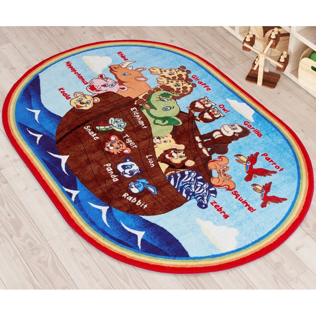 Covor Pentru Copii, Antiderapant, Animals Ship, Multicolor, 133x190 cm, 1632 gr/mp