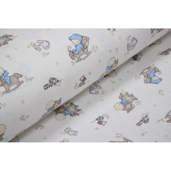 Finet alb pentru copii cu caluti 100% bumbac, 160 x 100cm Finet alb pentru copii cu caluti 100% bumbac, 160 x 100cm
