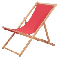 Scaun de plaja, pliabil, vidaXL, Tesatura, Rosu, 60 x 106 x 90 cm