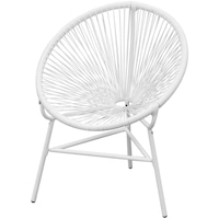 Scaun de gradina, rotund, vidaXL, Poliratan, Alb, 69 x 66 x 87 cm