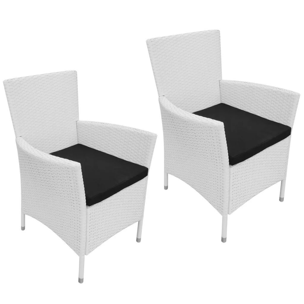 Set 2 scaune gradina/terasa/balcon cu perne, vidaXL, Poliratan, Crem, 58 x 61 x 88 cm