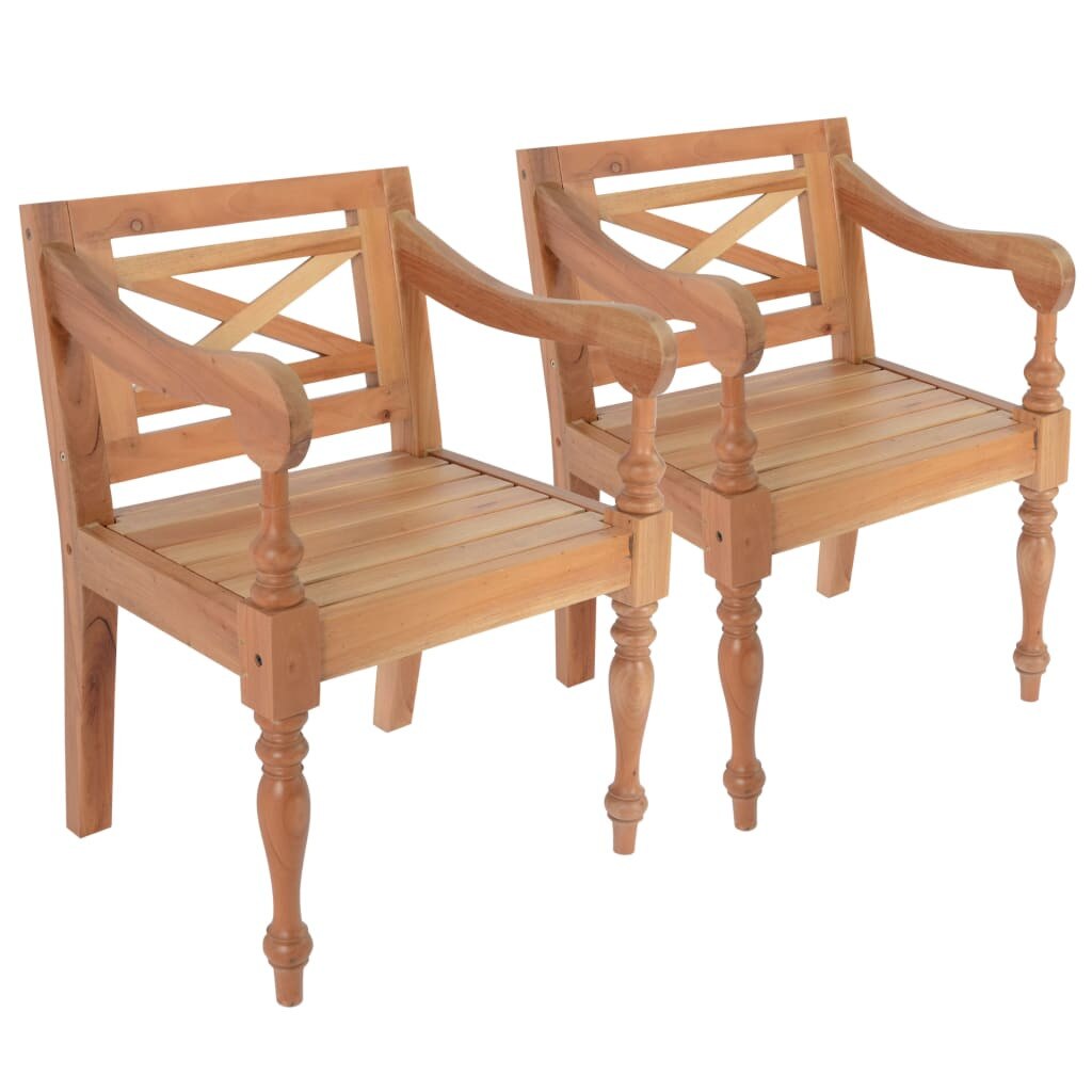 Set 2 scaune gradina/terasa/balcon, vidaXL, Lemn masiv mahon, Maro deschis, 58 x 50 x 82 cm