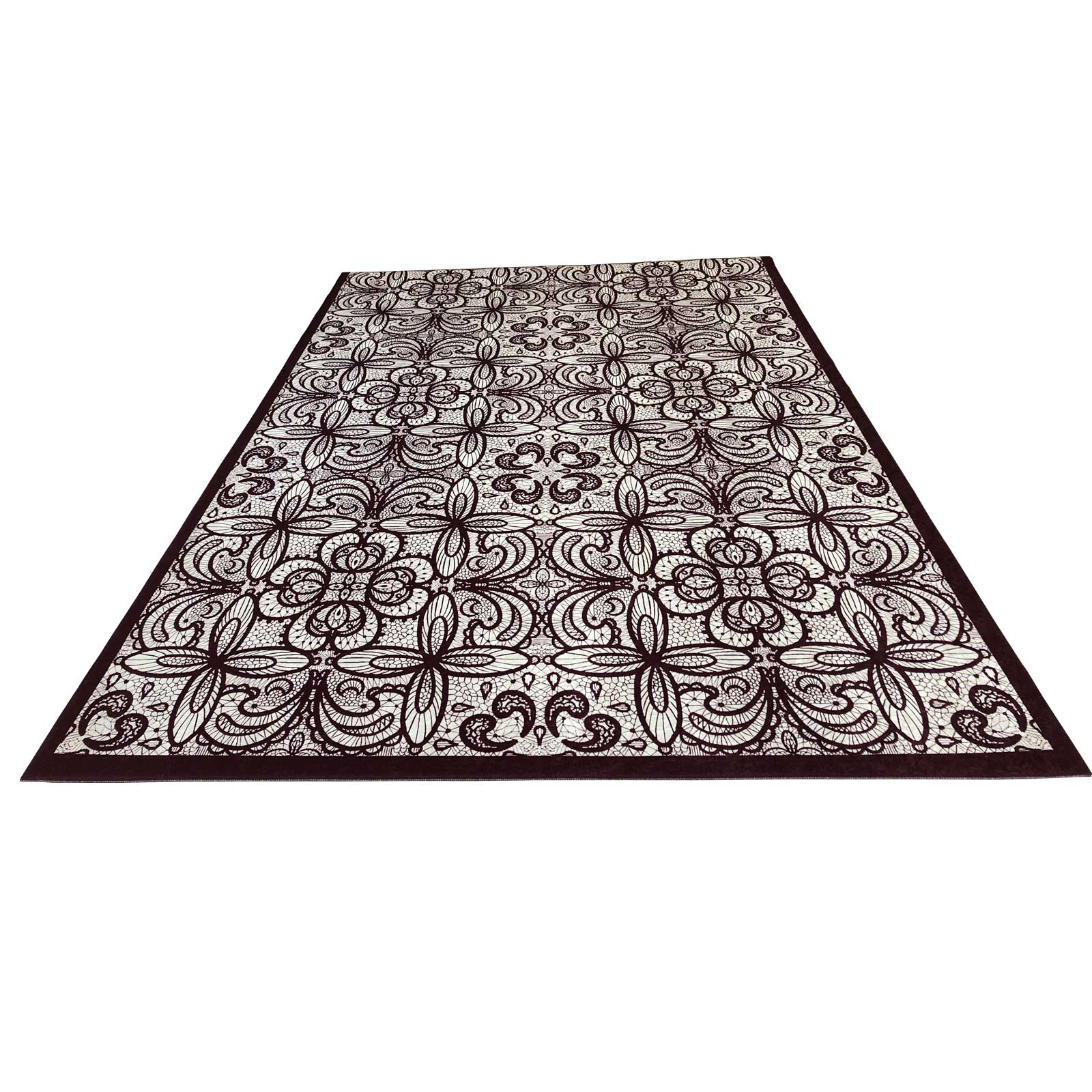 Covor catifea concept 3D, model alb/negru abstract175x280