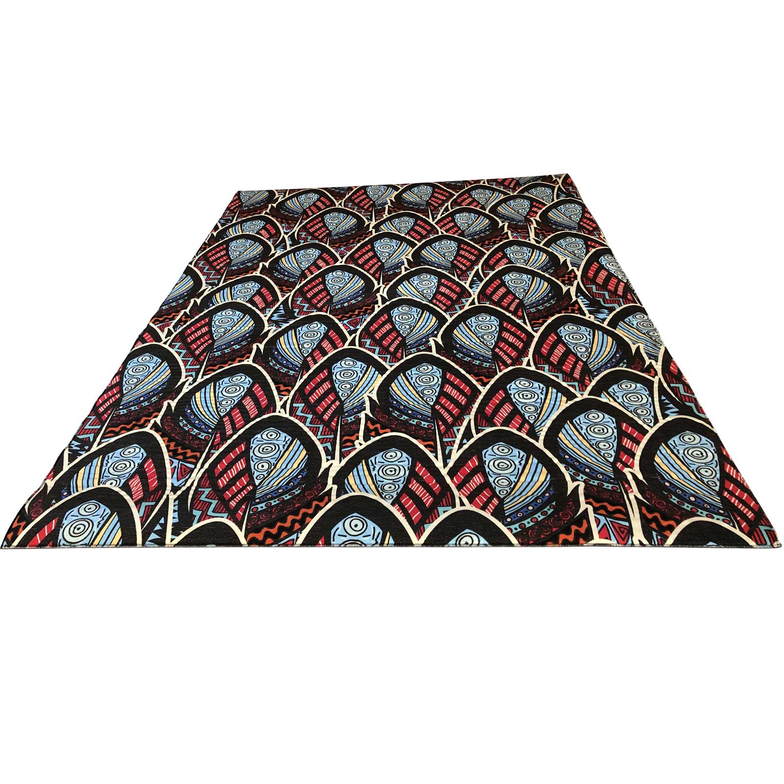 Covor jungle concept 3D model modern albastru/rosu 160x230