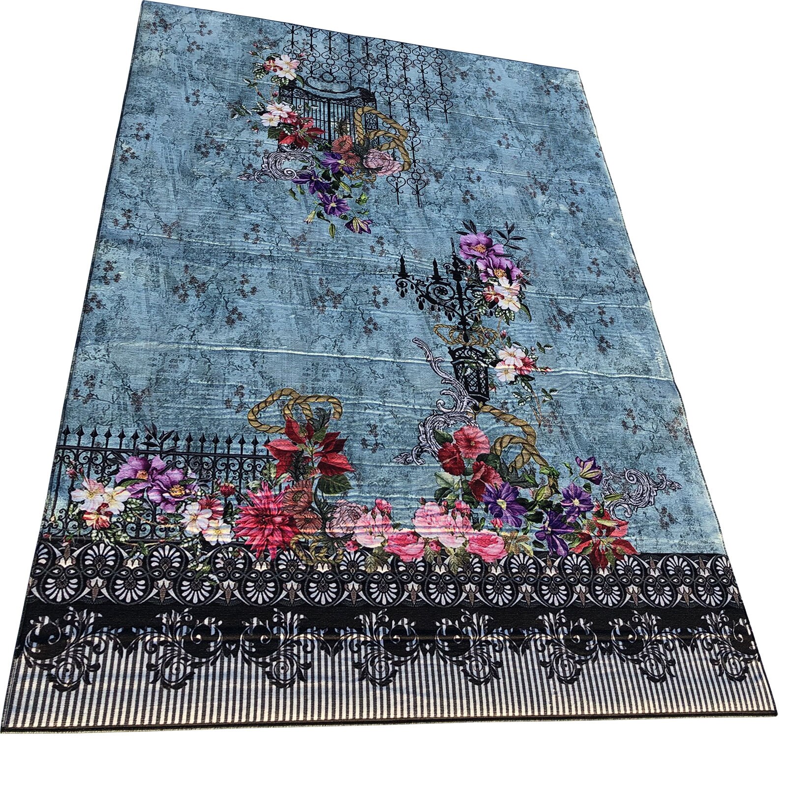 Covor jungle concept 3D model modern albastru160x230