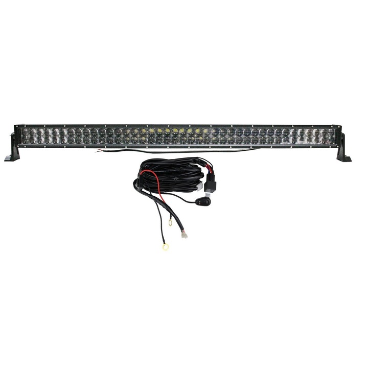 LED Bar 4D Curbat 300W 12V-24V, 25500 Lumeni, 52"/133 cm, Combo Beam 12/60 Grade + Cablaj cu Releu si Buton On/Off