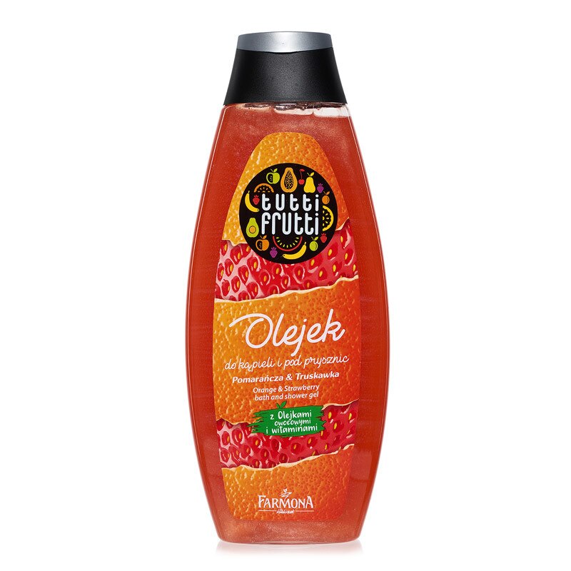 Gel de baie si dus Tutti Frutti pentru corp cu aroma de portocale si capsuni, 425 ml