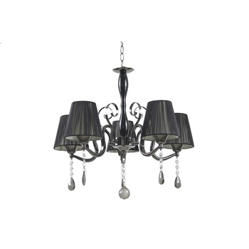 Lustra Equinox, 5 x 60w E27, finisaj metal negru, abajur textil negru, E38243 Lustra Equinox, 5 x 60w E27, finisaj metal negru, abajur textil negru, E38243