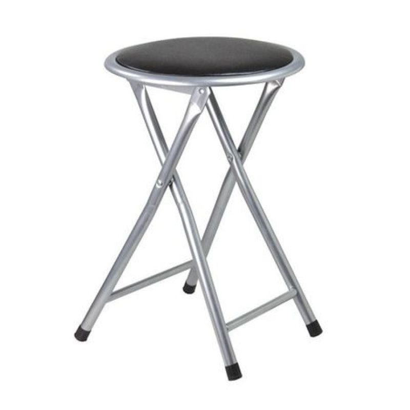 Taburet pliabil Grunberg YZ0050, 42 x 30 cm, Negru/Argintiu