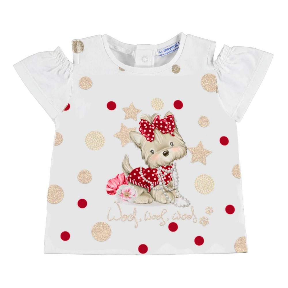 Tricou deschidere umeri Rosu fetite