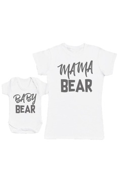 Set Tricouri Mama si Baby Bear din Bumbac Albe marime XL Set Tricouri Mama si Baby Bear din Bumbac Albe marime XL