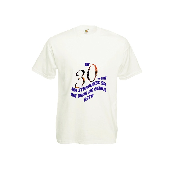 Tricou personalizat Fruit of the loom barbat 30 ani alb XL
