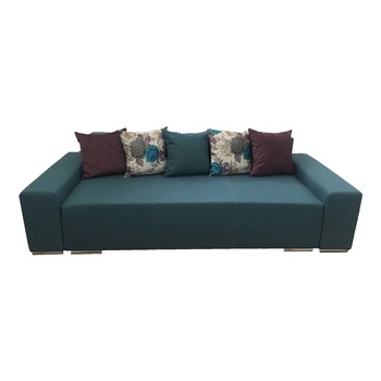 Canapea extensibila Urban, MobAmbient, Albastru, material textil, extensie din plasa de arcuri tip relaxa, cu lada de depozitare, 5 perne incluse, 240x150 cm Canapea extensibila Urban, MobAmbient, Albastru, material textil, extensie din plasa de arcuri tip relaxa, cu lada de depozitare, 5 perne incluse, 240x150 cm