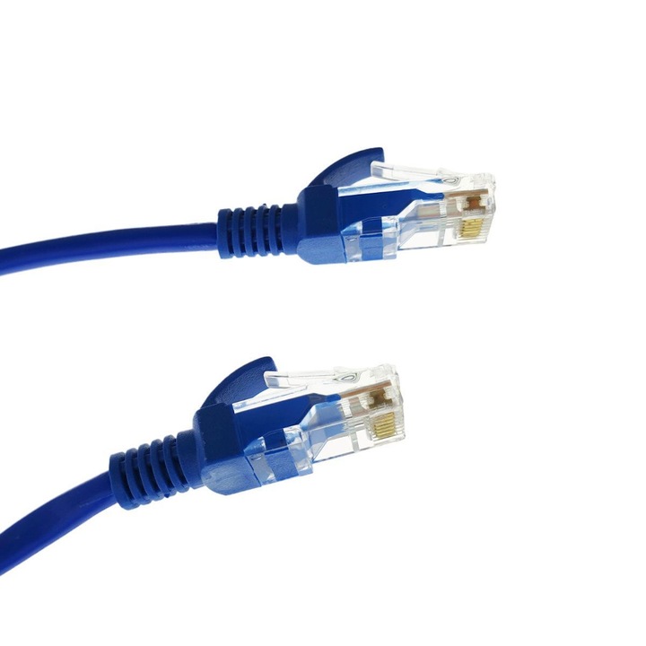 Cablu UTP cat.5, mufat 2xRJ45, lungime 5m, de legatura retea, ethernet, albastru 5 m