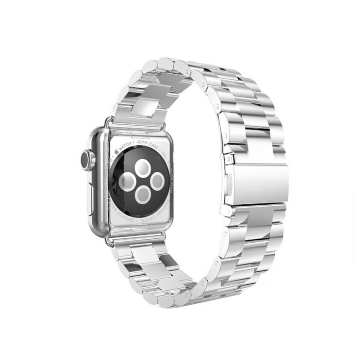 Curea metalica Apple Watch, Stainless Steel, Compatibil cu Apple Watch 1/2/3/4, 44mm, Argintiu