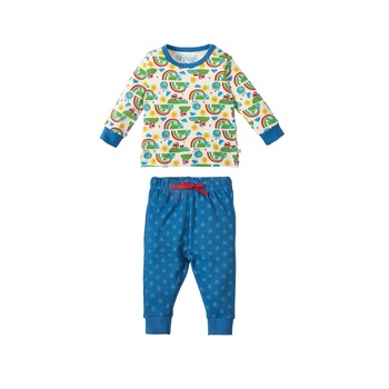 Pijama „Zile fericite”, bumbac organic, multicolor, 6-12 luni, bebe Pijama „Zile fericite”, bumbac organic, multicolor, 6-12 luni, bebe