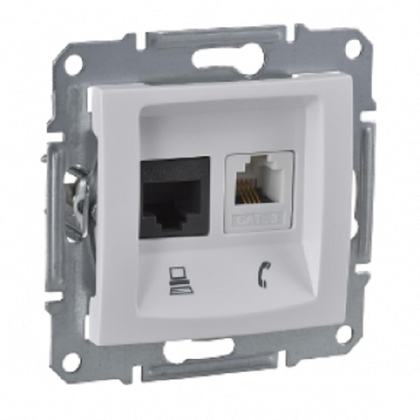 Priza telefon RJ11 + date RJ45 simpla, alb Sedna Schneider SDN5100121 - 1 modul
