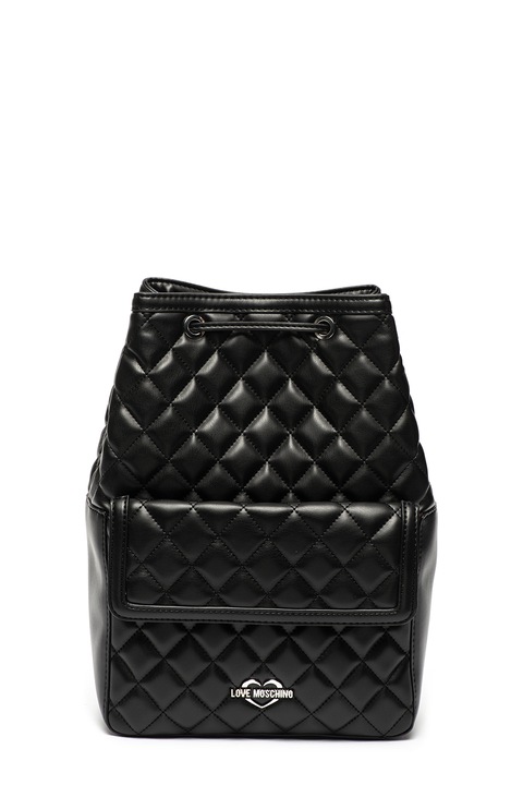 Love Moschino, Раница от еко кожа с капитониран ефект, Черен