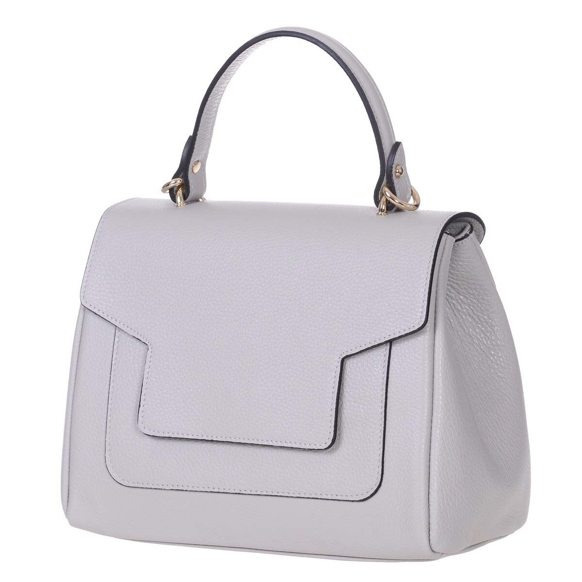 Geanta din Piele Naturala Gri Aurota