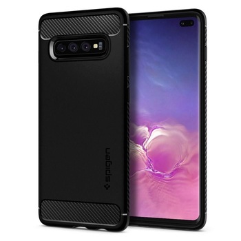 Husa Antisoc Spigen Rugged Armor pentru Samsung Galaxy S10+ (SM-G975), Protectie la Standarde Militare, Negru Husa Antisoc Spigen Rugged Armor pentru Samsung Galaxy S10+ (SM-G975), Protectie la Standarde Militare, Negru