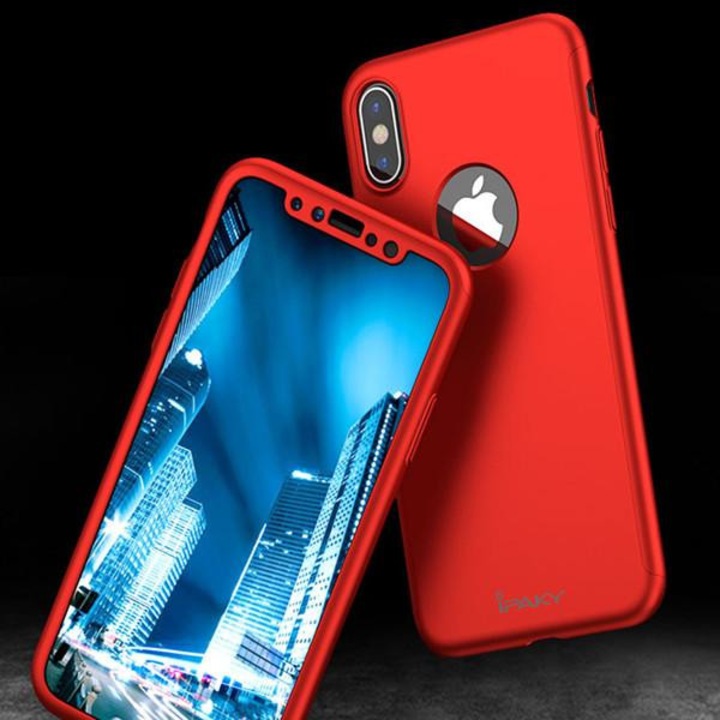 Защитен калъф за Apple iPhone X, iPaky Pro Red Original Case, пълно покритие на 360 градуса с безплатно защитно фолио