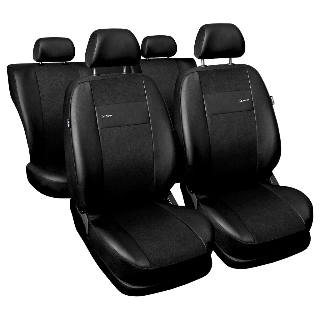 Set huse auto universale , 9 bucati , din piele ecologica , din gama confort , de culoare neagra